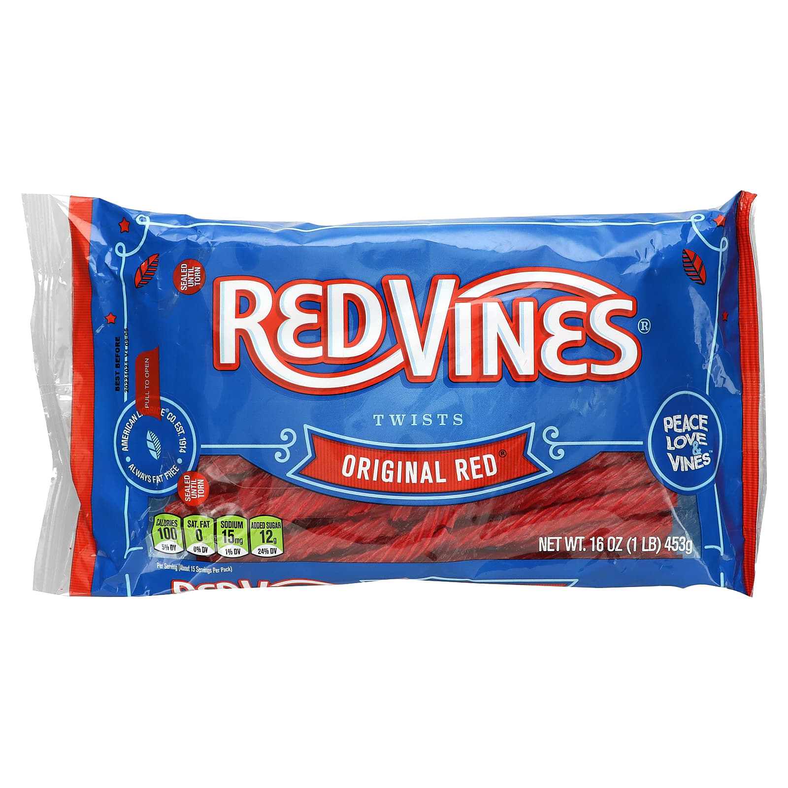 Red Vines, Jumbo Red Twists, Original Red, 16 oz (453 g)