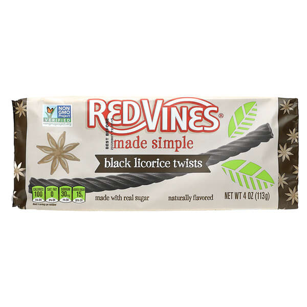 Red Vines, Licorice Tray, Made Simple, Black Licorice Twists, 4 oz (113 g)