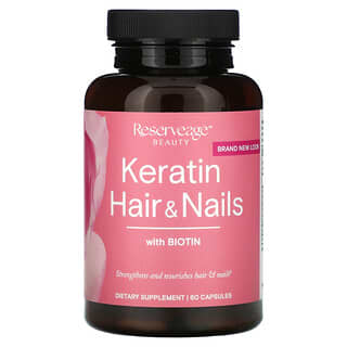 Reserveage Beauty, Keratin Hair & Nails With Biotin, 60 Capsules