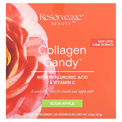 Reserveage Beauty, Collagen Candies, Sour Apple, 20 Packets, 0.1 oz (3.35 g) Each
