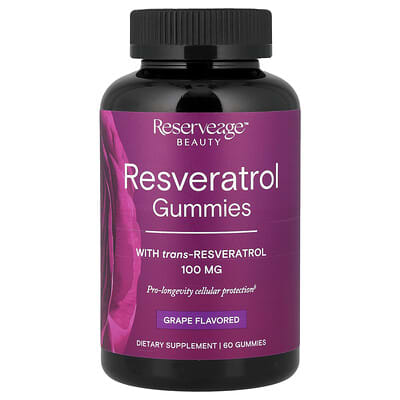 Reserveage Beauty, Resveratrol Gummies, Grape, 60 Gummies