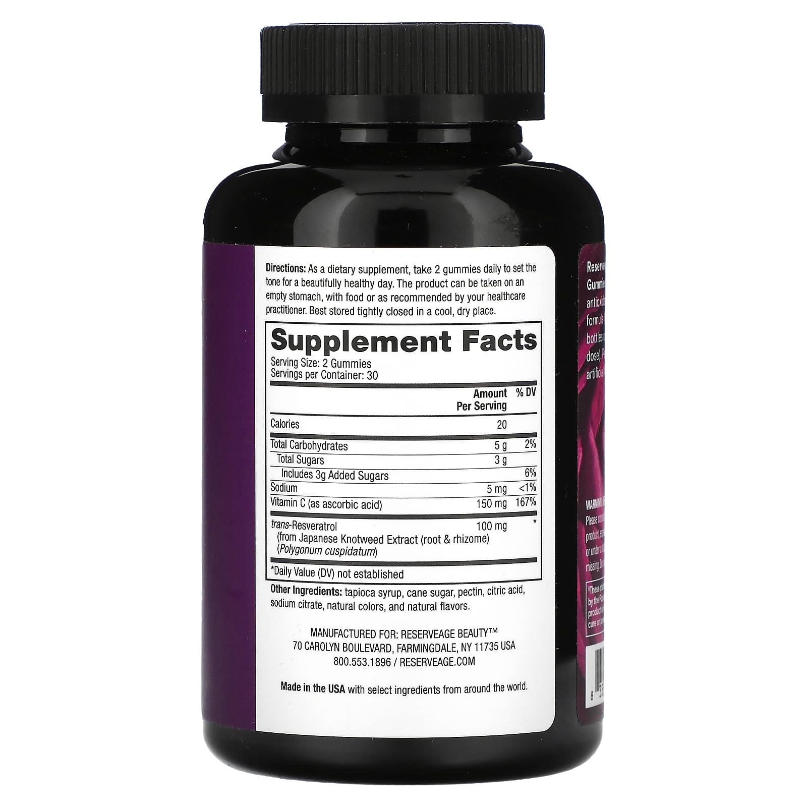 Reserveage Nutrition, Resveratrol Gummies, Grape Flavored, 100 Mg, 60 ...