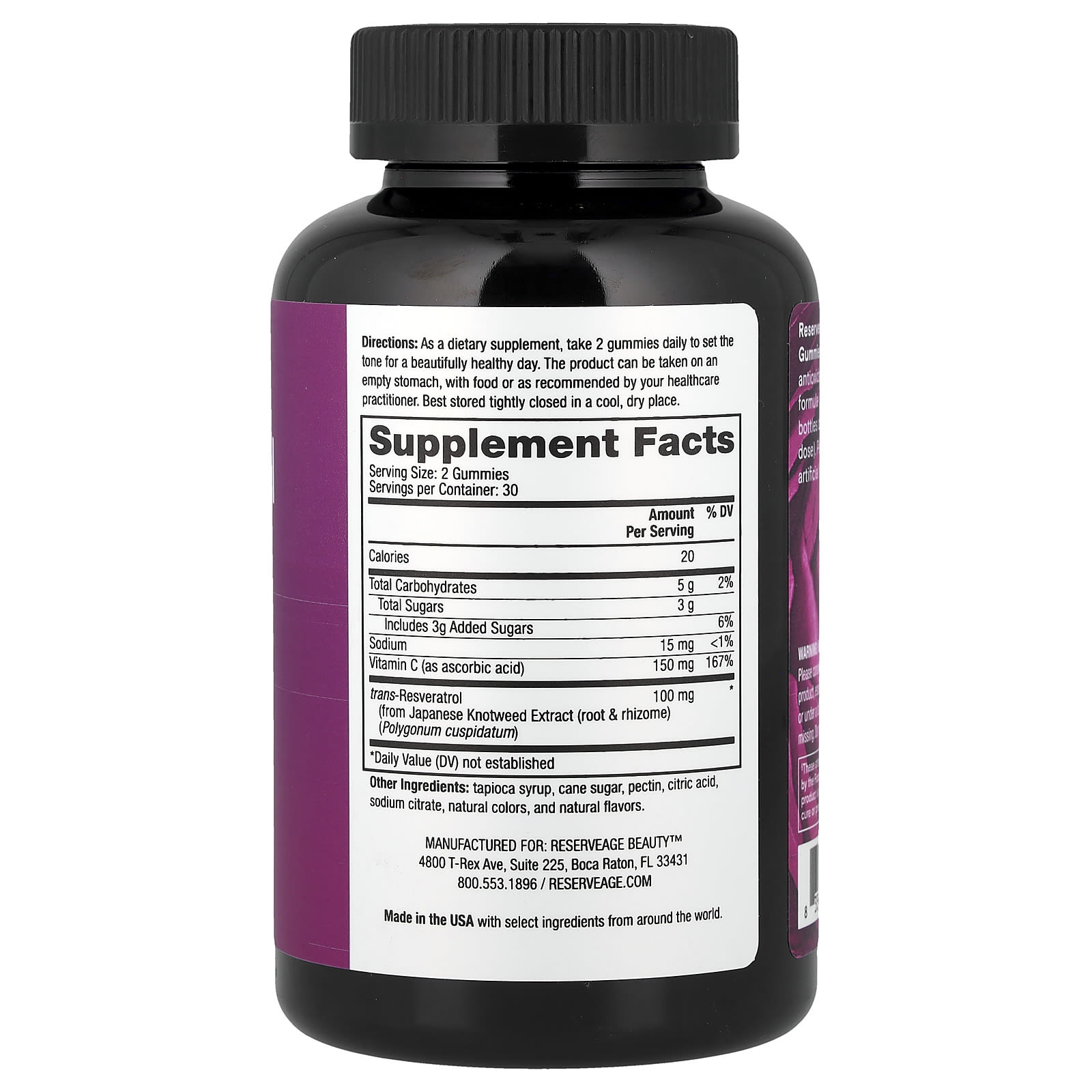 Reserveage Beauty, Resveratrol Gummies, Grape, 60 Gummies