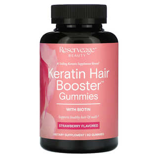 Reserveage Beauty, Keratin Hair Booster Gummies With Biotin,  Strawberry, 60 Gummies