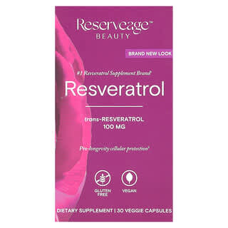 Reserveage Beauty, Resveratrol, 100 mg, 30 cápsulas vegetales