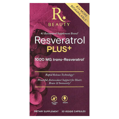Reserveage Beauty, Resveratrol Plus+, 30 Veggie Capsules
