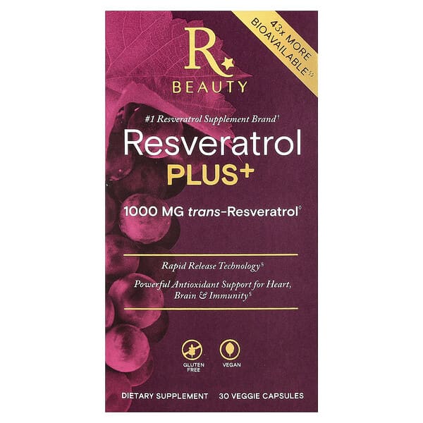 Reserveage Beauty, Resveratrol Plus+, 30 Veggie Capsules — product photo 1