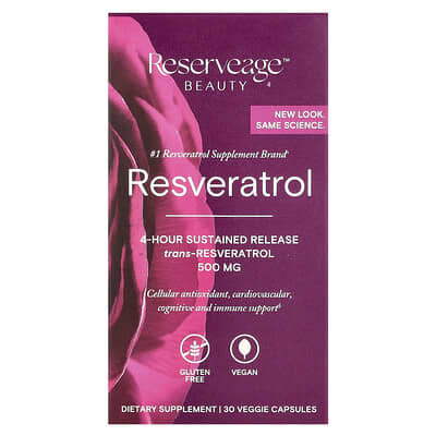 Reserveage Beauty, Resveratrol, 30 Veggie Capsules