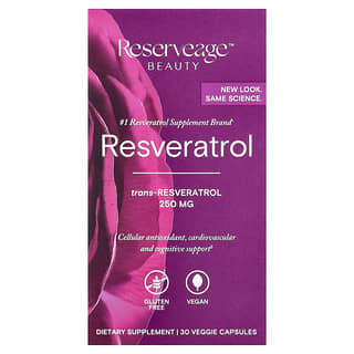 Reserveage Beauty, Resveratrol, 30 Veg Capsules