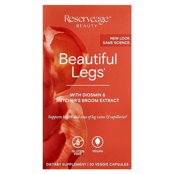 Reserveage Beauty, Beautiful Legs，含地奧司明和白藜蘆醇，30 粒素食膠囊