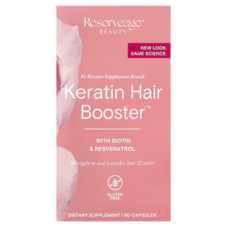 Reserveage Beauty, Keratin Saç Güçlendirici Biotin ve Resveratrol, 60 Kapsül