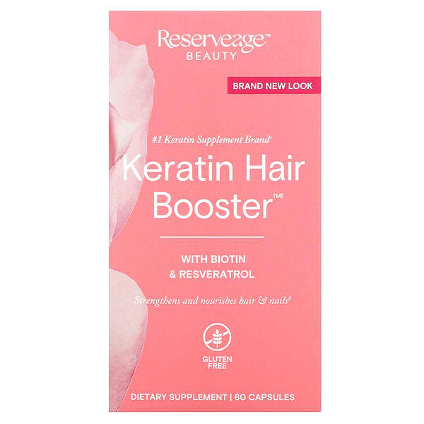 Reserveage Nutrition, Keratin Hair Booster with Biotin & Resveratrol, 60 Capsules