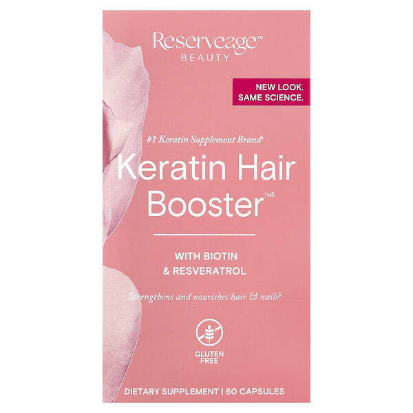Reserveage Beauty, Keratin Hair Booster, 비오틴 및 레스베라트롤 함유, 캡슐 60정