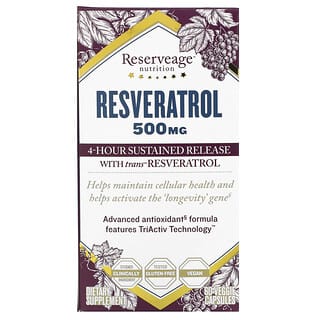 ReserveAge Nutrition, ريسفيراترول، 500 ملجم، 60 كبسولة نباتية