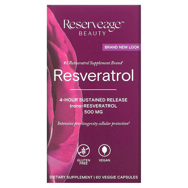 Reserveage Nutrition, Resveratrol, 500 mg, 60 cápsulas vegetales