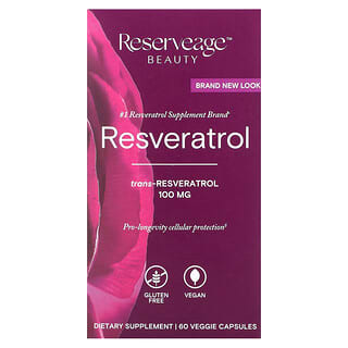 Reserveage Beauty, Ресвератрол, 100 мг, 60 растительных капсул