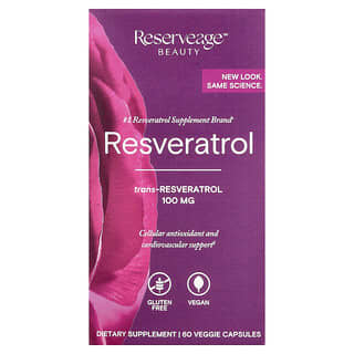 Reserveage Beauty, Resveratrol, 100 mg, 60 vegetarische capsules