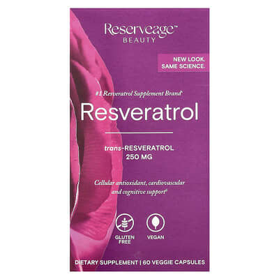 Reserveage Beauty, Resveratrol, 60 Veg Capsules
