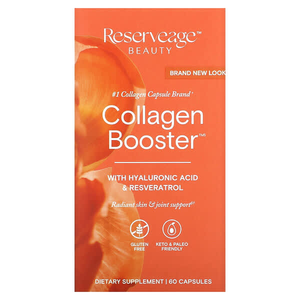 Reserveage Nutrition, Collagen Booster with Hyaluronic Acid & Resveratrol, 60 Capsules