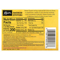 Reese, Large Smoked Oysters, 3.7 oz (105 g)