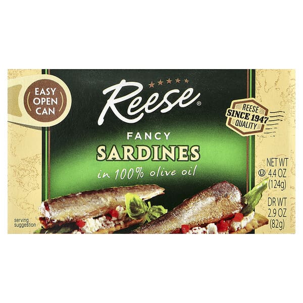 Reese, Fancy Sardines, En aceite de oliva 100 %, 124 g (4,4 oz)