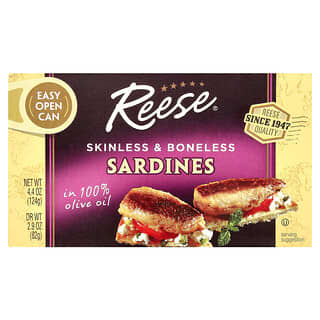 Reese, Sardines sans peau ni arêtes dans de l'huile d'olive 100 %, 124 g