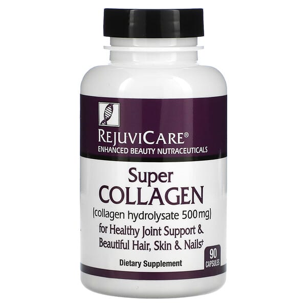 Rejuvicare, Super Collagen, гидролизат коллагена, 500 мг, 90 капсул