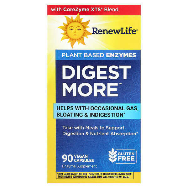 Renew Life, DigestMore™, Plant Based Enzymes, 90 Vegan Capsules — product photo 1