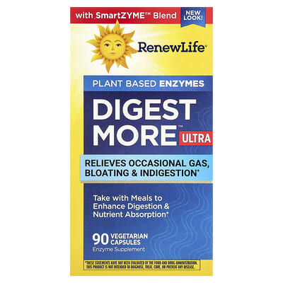 Renew Life, DigestMore™ Ultra, Plant Based Enzymes, 90 Vegetarian Capsules