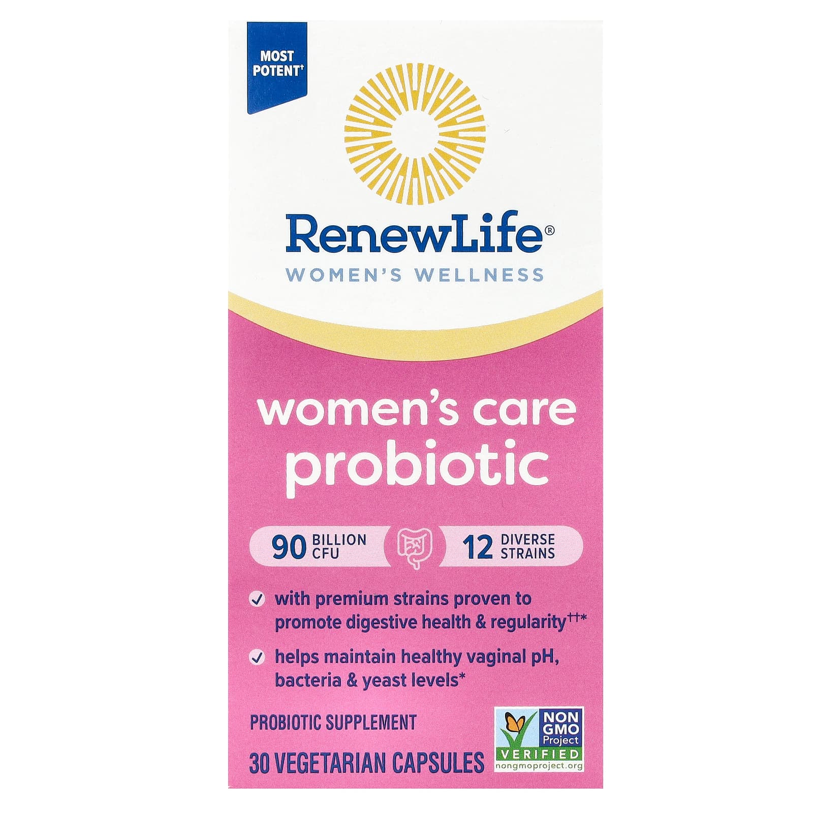 Renew Life, Women's Wellness, Women's Care Probiotic, 90 Billion CFU ...