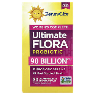 Renew Life, Once Daily, Prebiótico e Probiótico Ultimate Flora™, 30 Cápsulas Veganas de Liberação Retardada