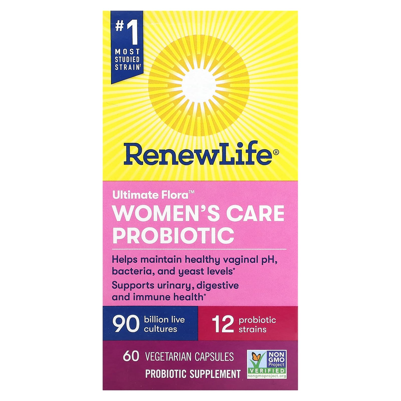 Renew Life, Women's Care Probiotic, 90 Billion CFU, 60 Vegetarian Capsules