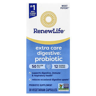 Renew Life, Extra Care Digestive™ Probiotic, 50 Billion CFU, 30 Vegetarian Capsules