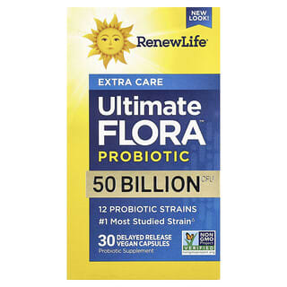 Renew Life, Extra Care Digestive™, Suplemento probiótico digestivo para brindar un cuidado adicional, 50.000 millones de UFC, 30 cápsulas vegetales