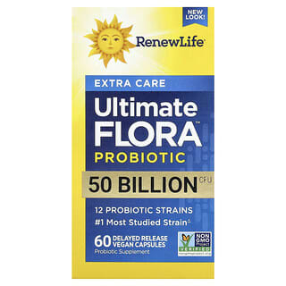 Renew Life, Probiótico Ultimate Flora™ de Extra Care, 50.000 millones de UFC, 60 cápsulas veganas de liberación retardada