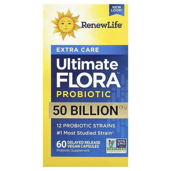 Renew Life, Extra Care, Ultimate Flora™ Pre & Probiotic, 60 Delayed Release Vegan Capsules — product photo 1