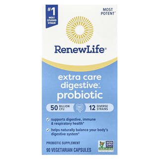 Renew Life, Extra Care Digestive™ Probiotic, 50 Billion CFU, 90 Vegetarian Capsules