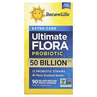 رينيو لايف‏, بروبيوتيك العناية الفائقة Ultimate Flora مع 50 مليار مزرعة حيّة، 90 كبسولة نباتية