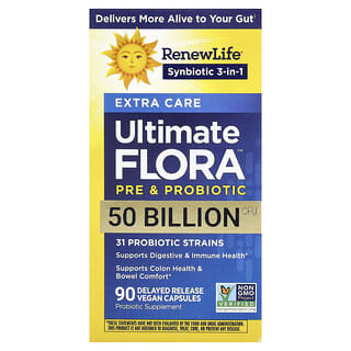Renew Life‏, פרוביוטיקה Ultimate Flora™‎, טיפול נוסף, 90 כמוסות טבעוניות בשחרור מעוכב