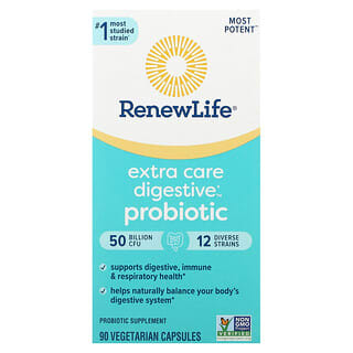 Renew Life, Extra Care Digestive Probiotic, 50 Billion CFU, 90 Vegetarian Capsules
