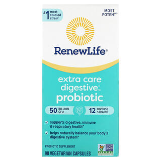 Renew Life, Extra Care Digestive Probiotic, 50 Billion CFU, 90 Vegetarian Capsules
