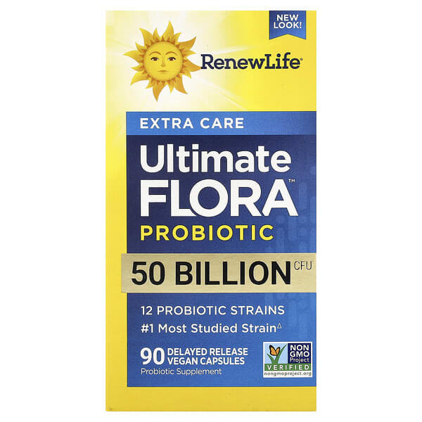 Renew Life Ultimate Flora™ Probiotic, Extra Care, 90 Delayed Release Vegan Capsules
