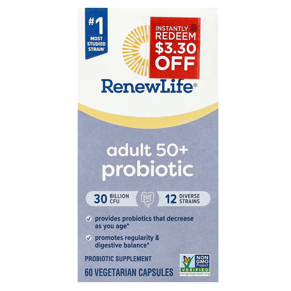 Renew Life, Adult 50+ Probiotic, 30 Billion CFU, 60 Vegetarian Capsules