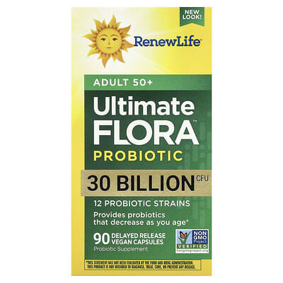 Renew Life, Ultimate Flora™ Probiotic, Adult 50+, 30 Billion CFU, 90 Delayed Release Vegan Capsules