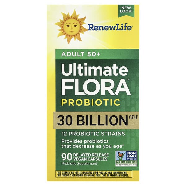 Renew Life Ultimate Flora™ Probiotic, Adult 50+, 30 Billion CFU, 90 Delayed Release Vegan Capsules