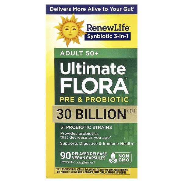 Renew Life, Ultimate Flora™ Pre & Probiotic, Adult 50+, 90 Delayed Release Vegan Capsules — product photo 1