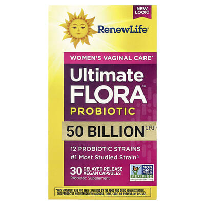 Renew Life, Ultimate Flora™ Probiotic, 50 Billion CFU, 30 Delayed Release Vegan Capsules
