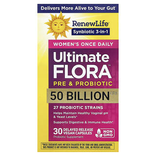 Renew Life, Probiótico Ultimate Flora™, 50 Bilhões de UFCs, 30 Cápsulas Veganas de Liberação Retardada