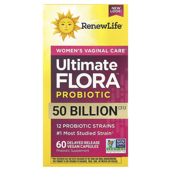 Renew Life Ultimate Flora™ Probiotic, Women's Vaginal Care, 50 Billion CFU, 60 Delayed Release Vegan Capsules