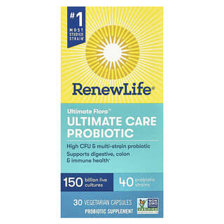 Renew Life, Ultimate Flora, Ultimate Care, пробиотик с повышенной силой действия, 150 млрд живых культур, 30 вегетарианских капсул